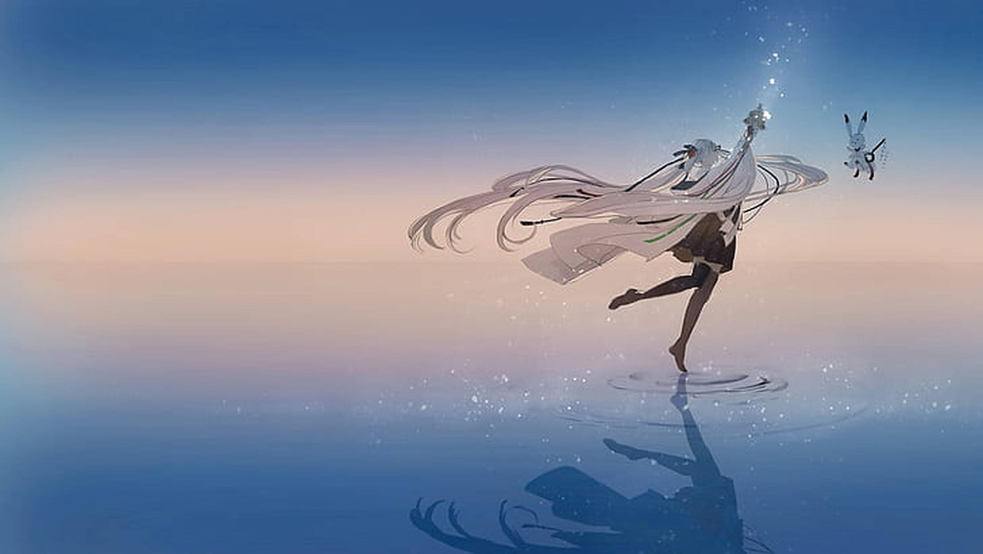 Sayaw ng Anime sa Tahimik na Karagatan Wallpaper