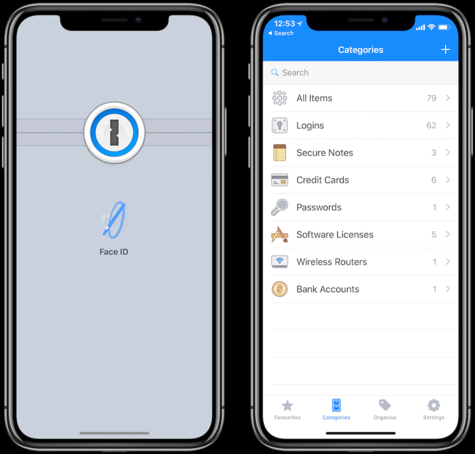 Screen ng i Phone12 Face ID at Password Manager App Wallpaper