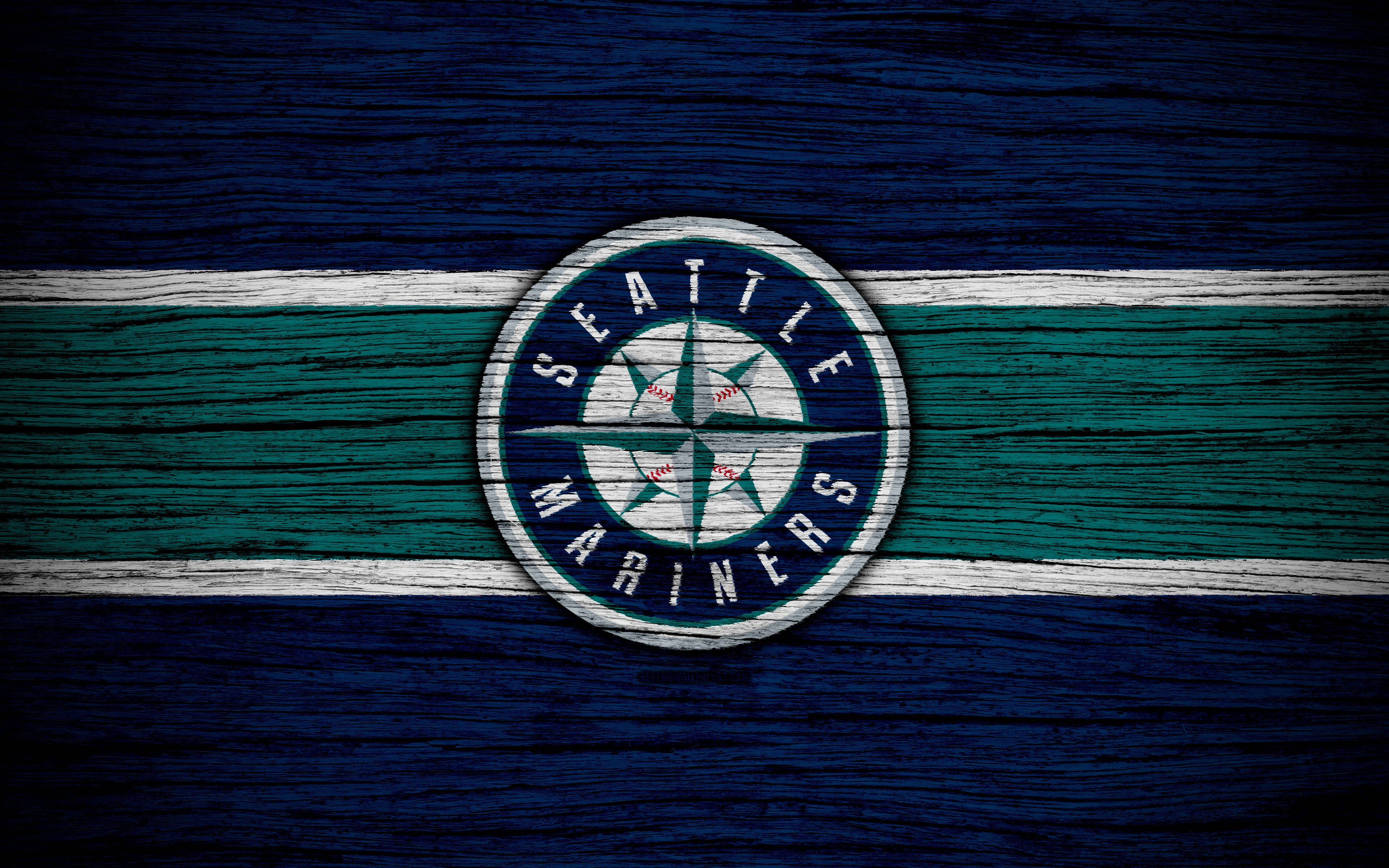 Seattle Mariners na May Kahoy na Disenyo Wallpaper