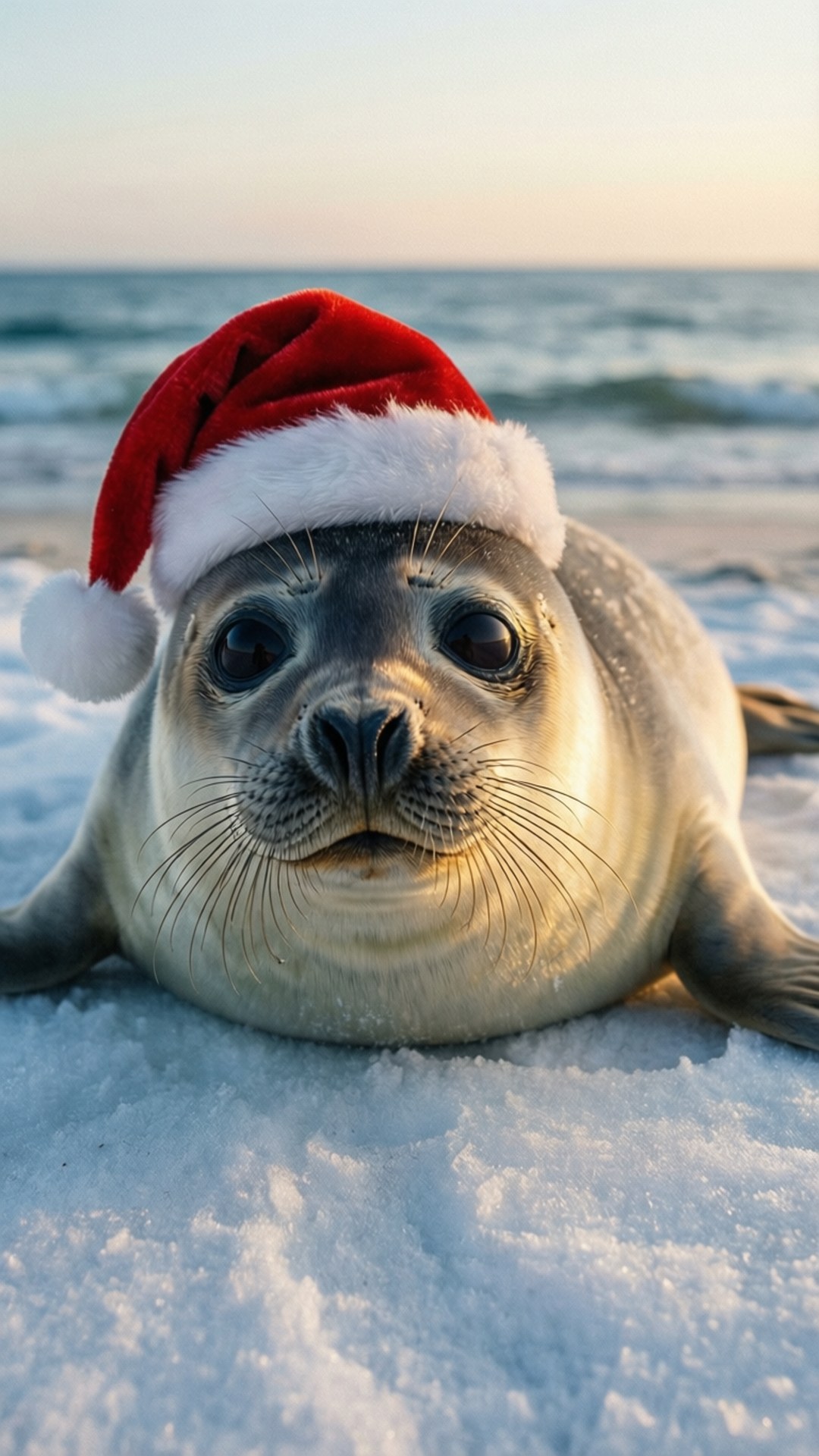 Selyo na may Sombrero ni Santa Wallpaper