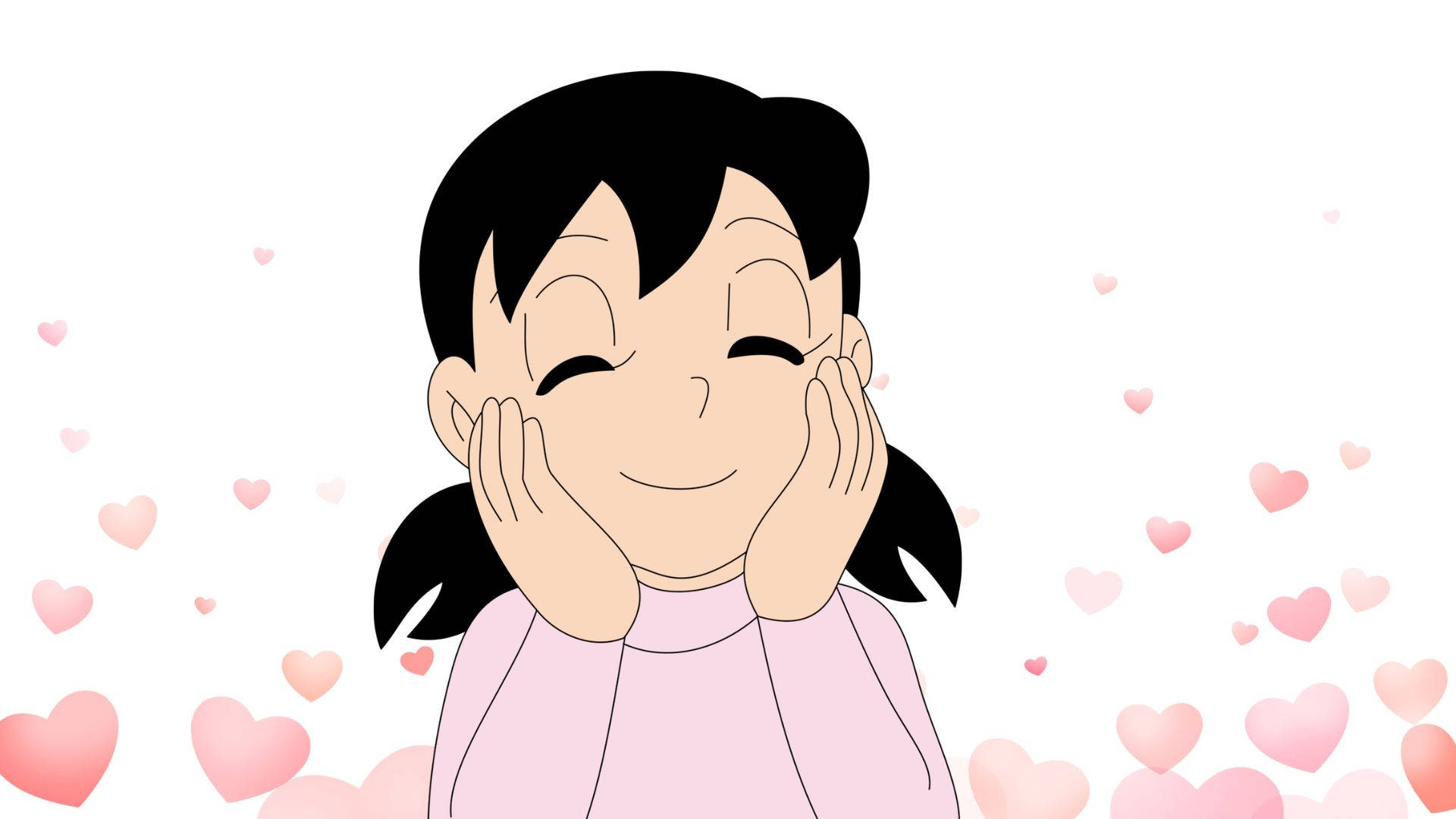 Shizuka Doraemon na Nakahawak sa Pisngi Wallpaper