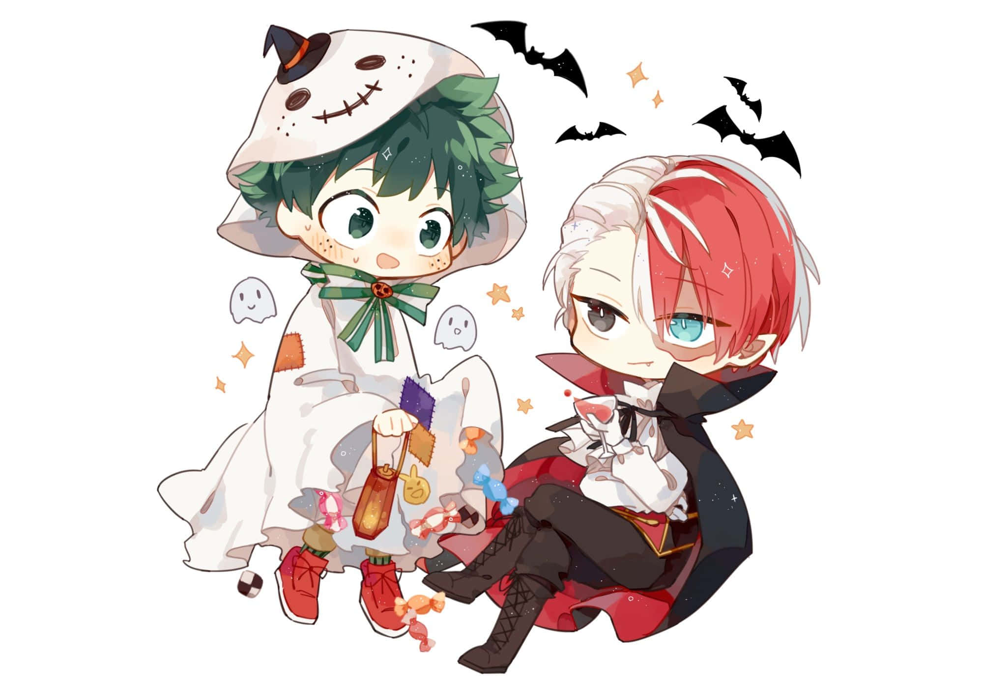 Shoto Todoroki at Izuku Midoriya My Hero Academia Halloween Wallpaper