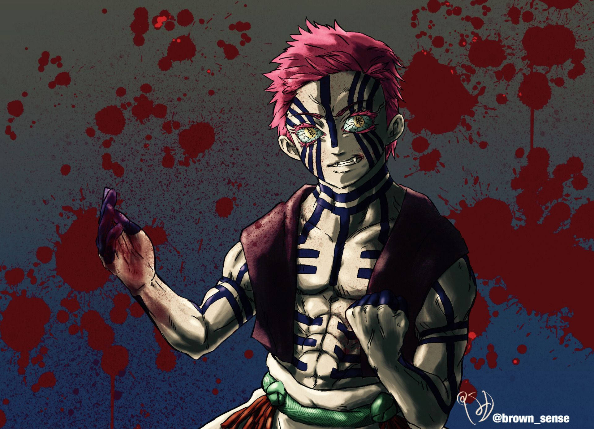 Si Akaza ng Upper Moon Demon Slayer Wallpaper