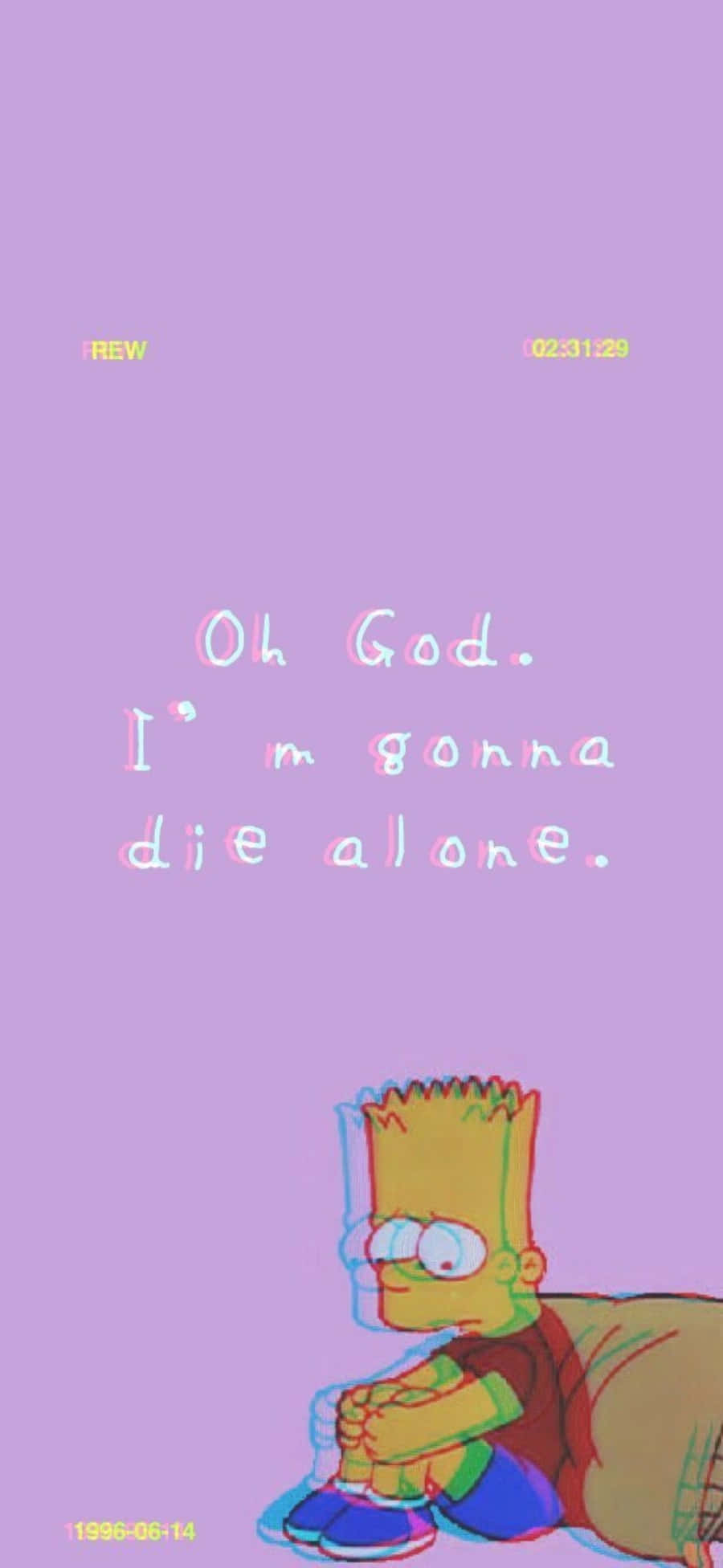 Si Bart Simpson na naramdamang isolated sa kanyang telepono Wallpaper