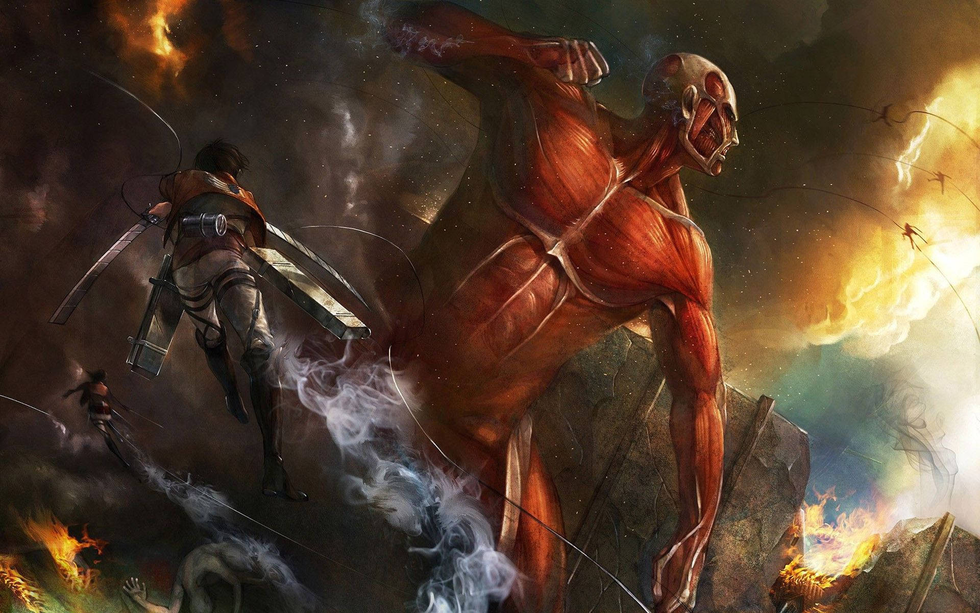 Si Bertholdt at ang Colossus Titan Wallpaper