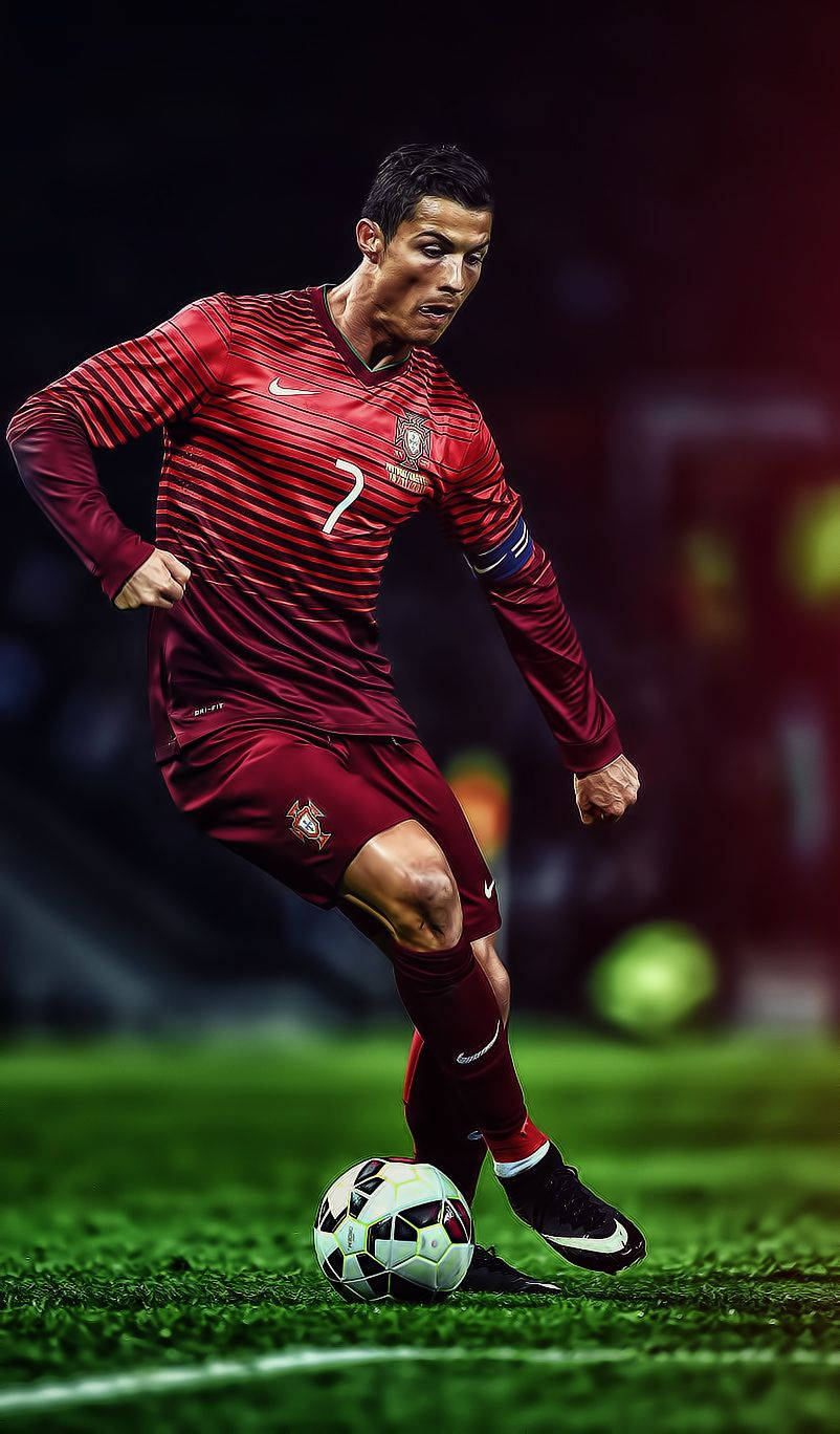 Si Cristiano Ronaldo sa gitna ng aksyon. Wallpaper