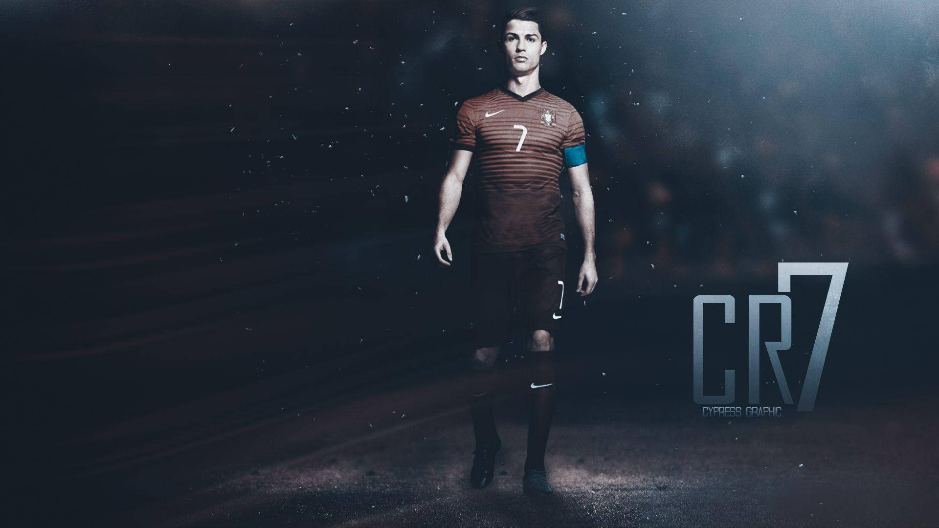Si Cristiano Ronaldo sa pulang internasyonal na uniporme ng Portugal Wallpaper