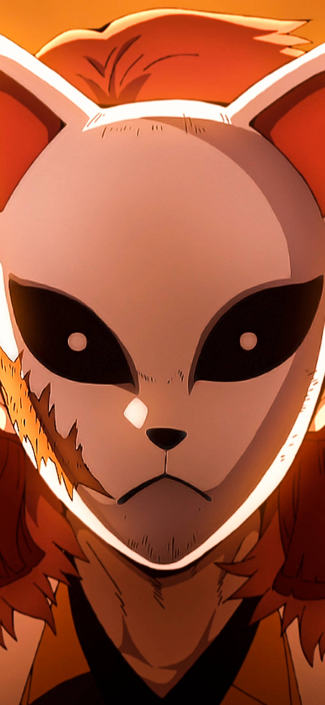 Si Demon Slayer Sabito ay may suot na kitsune mask, simbolo ng kanyang tadhana Wallpaper