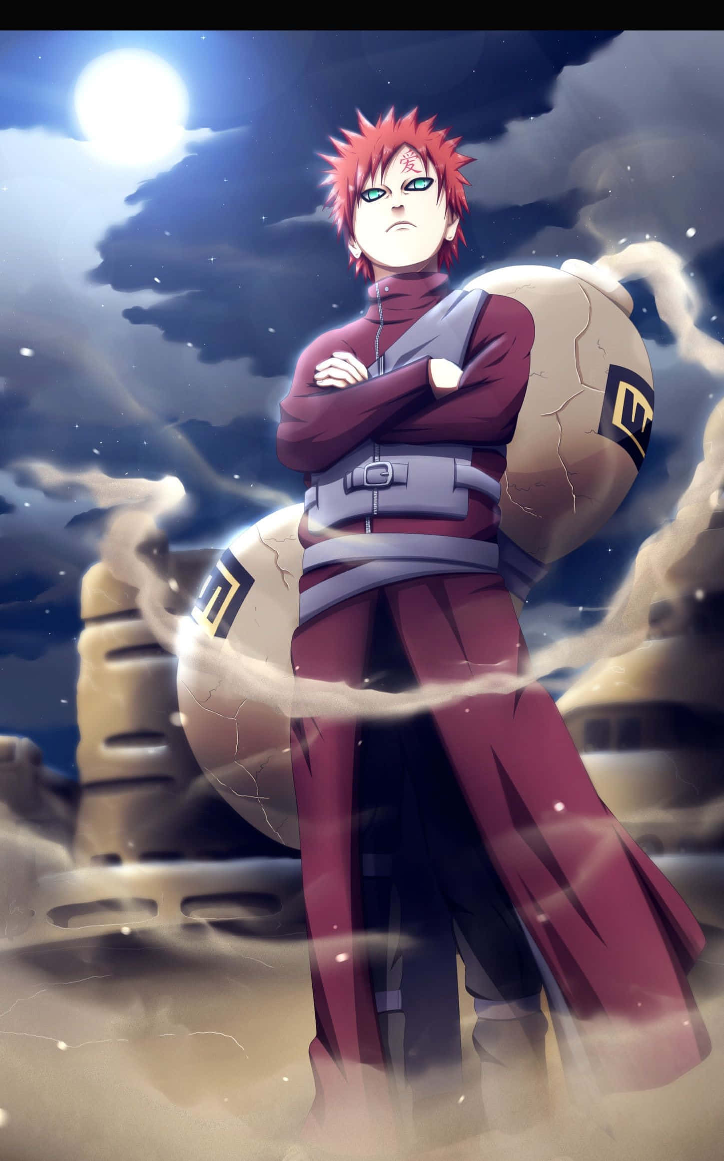 Si Gaara kasama ang kanyang sand gourd, bahagi ng legasi ng Kazekage Wallpaper