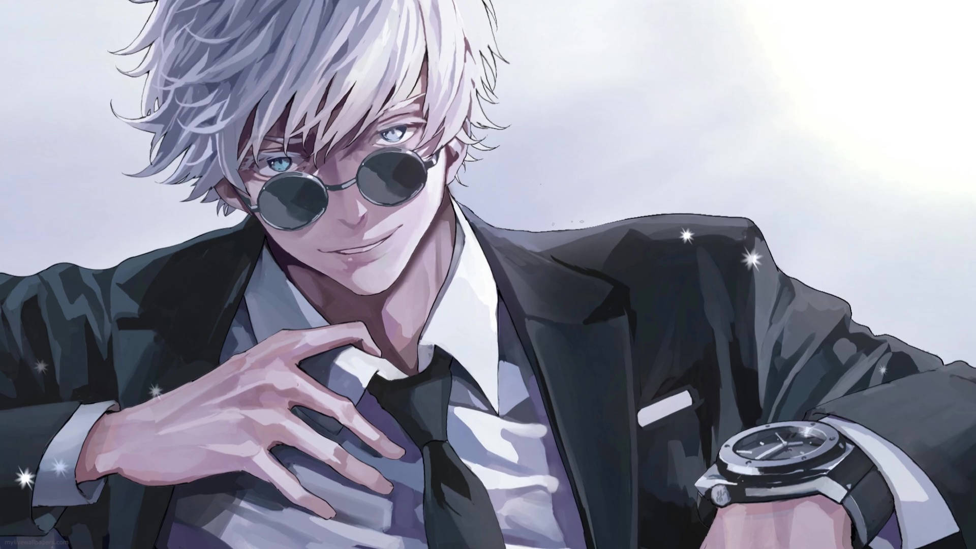 Si Gojo Sataru na naka-suit at kurbata Wallpaper
