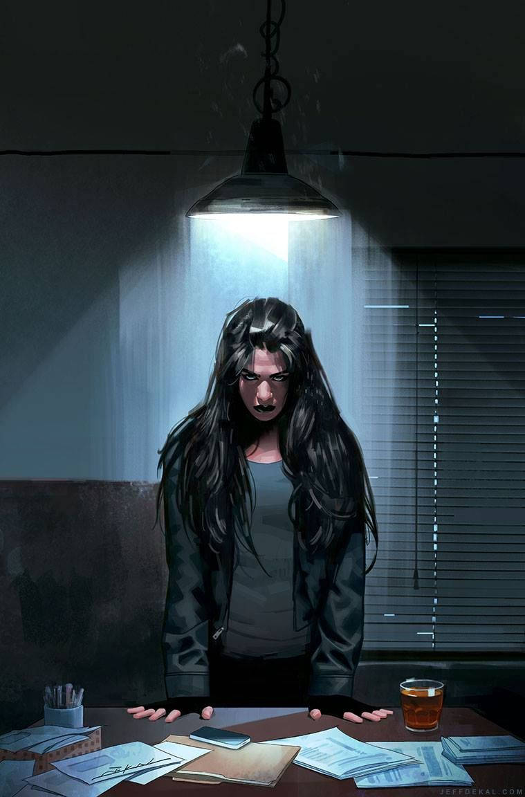 Si Jessica Jones sa Silid ng Pagsisiyasat Wallpaper