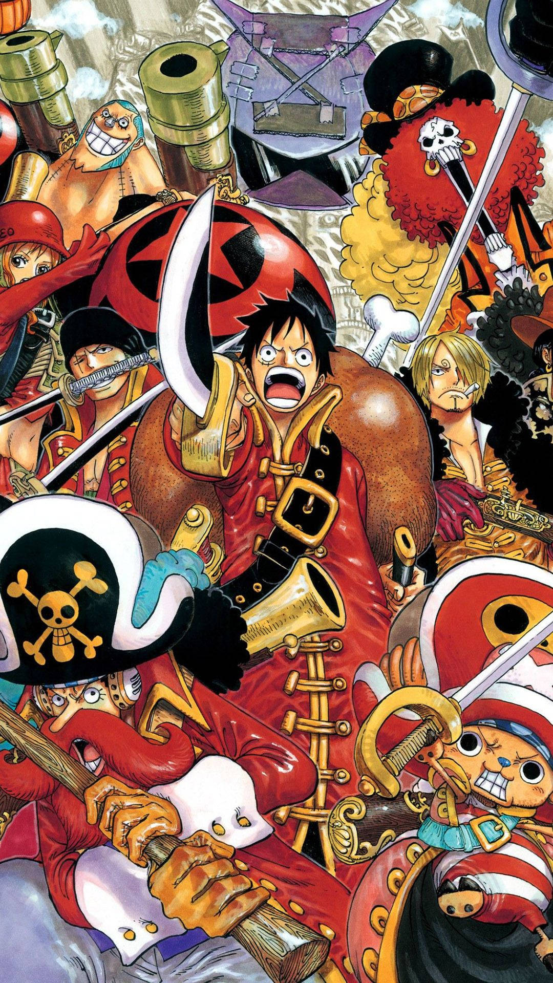 Si Luffy at ang Kanyang Straw Hat Crew mula sa Hit na Manga at Anime Series na One Piece Wallpaper