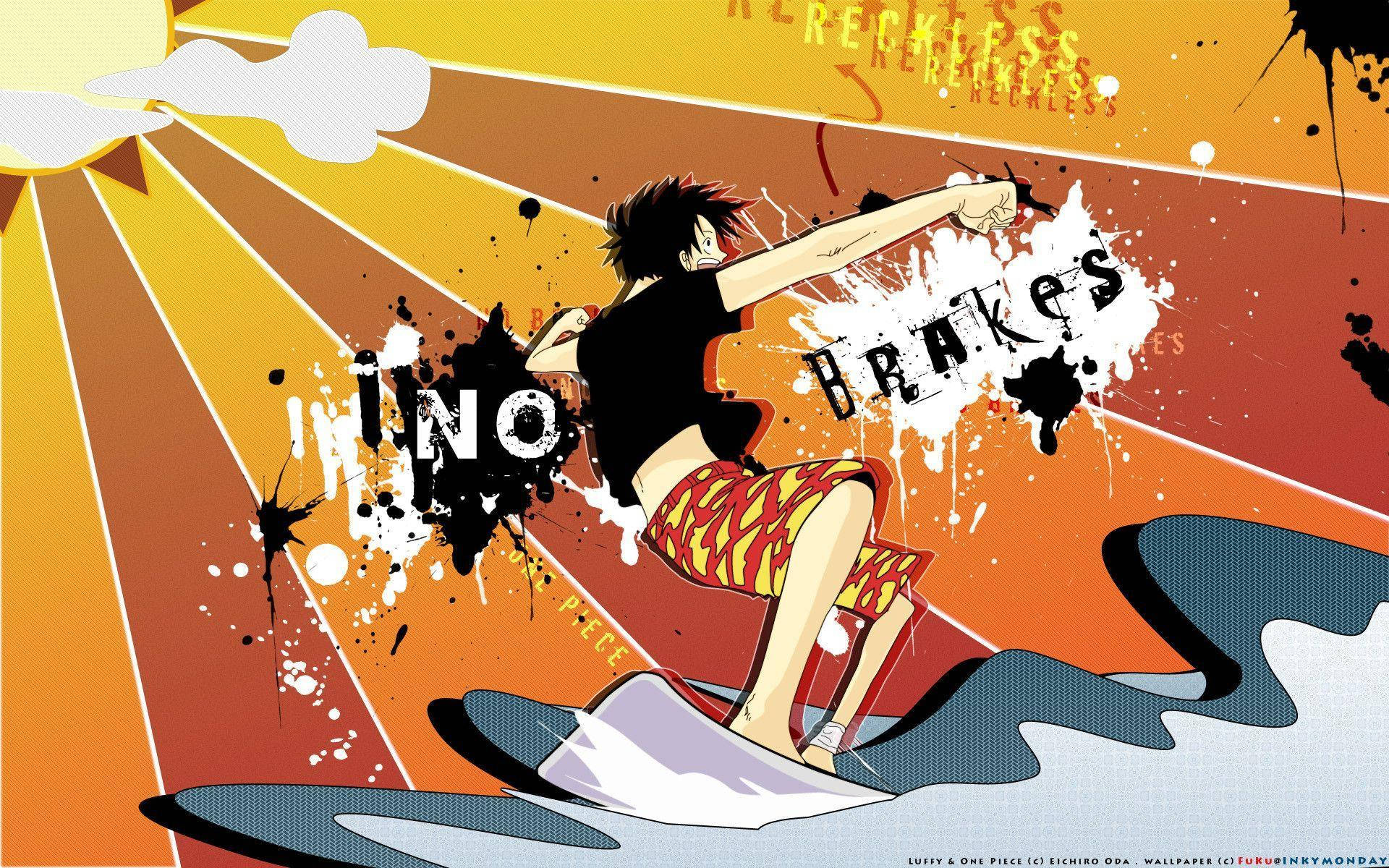 Si Luffy na Pirata na Nagse-surf na Fanart Wallpaper