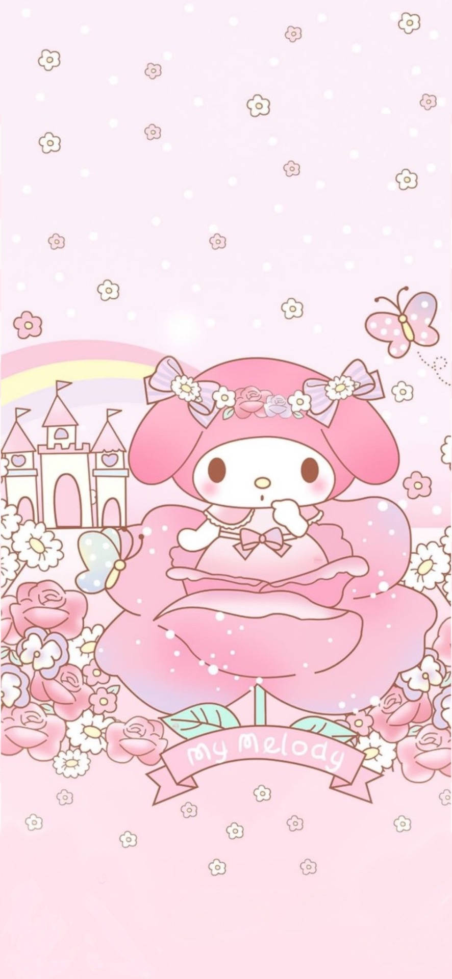 Si My Melody at Rosang Bulaklak Wallpaper