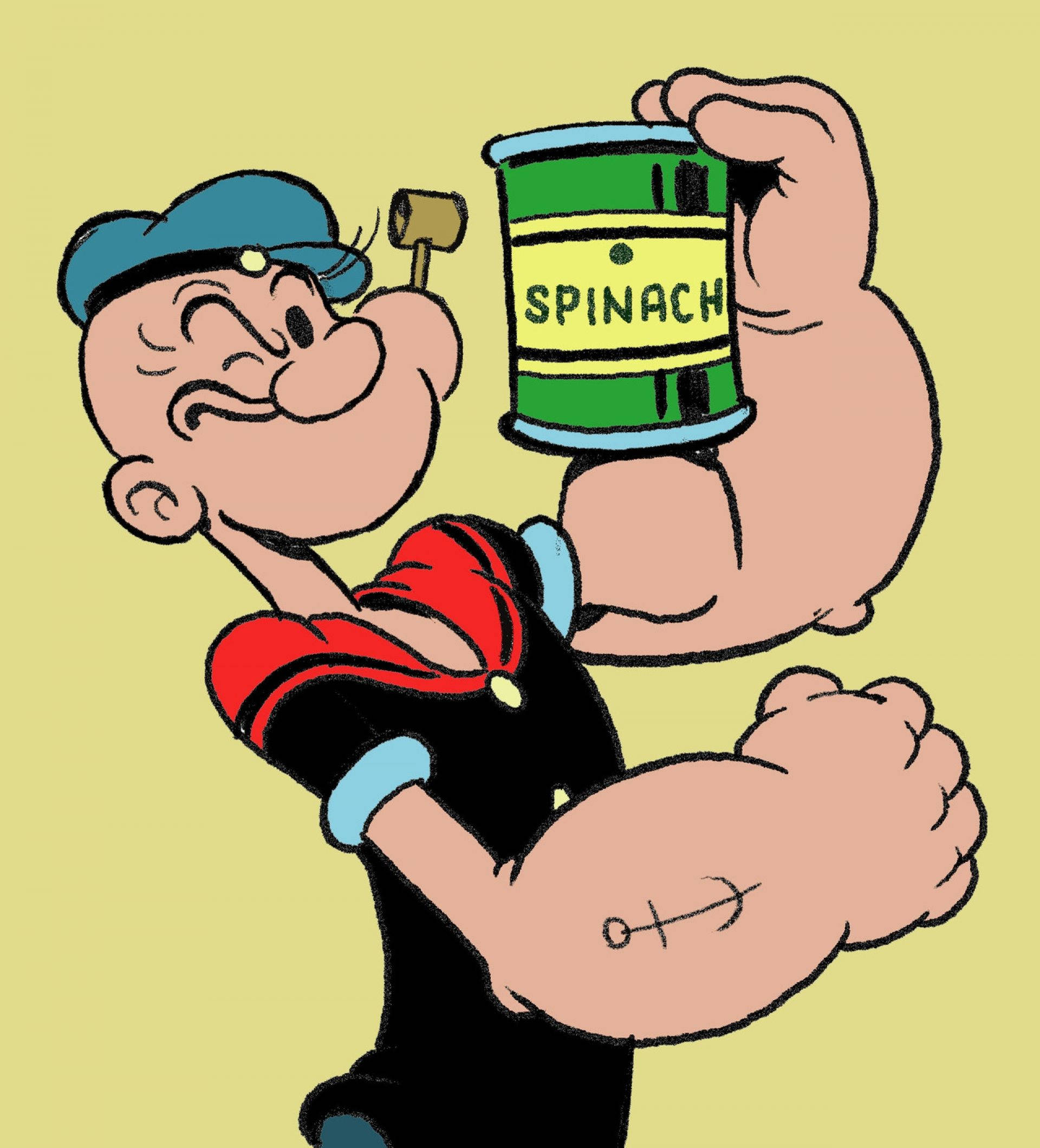 Si Popeye na Nagdadala ng Lata ng Spinach Wallpaper