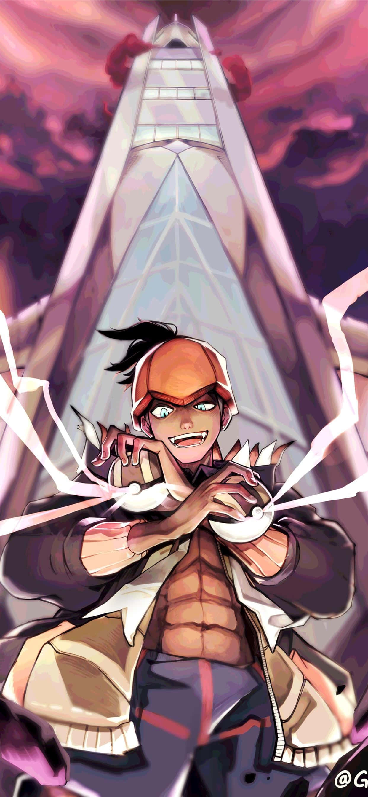 Si Raihan na may mga Pokeball at Gigantamax Duraludon Wallpaper