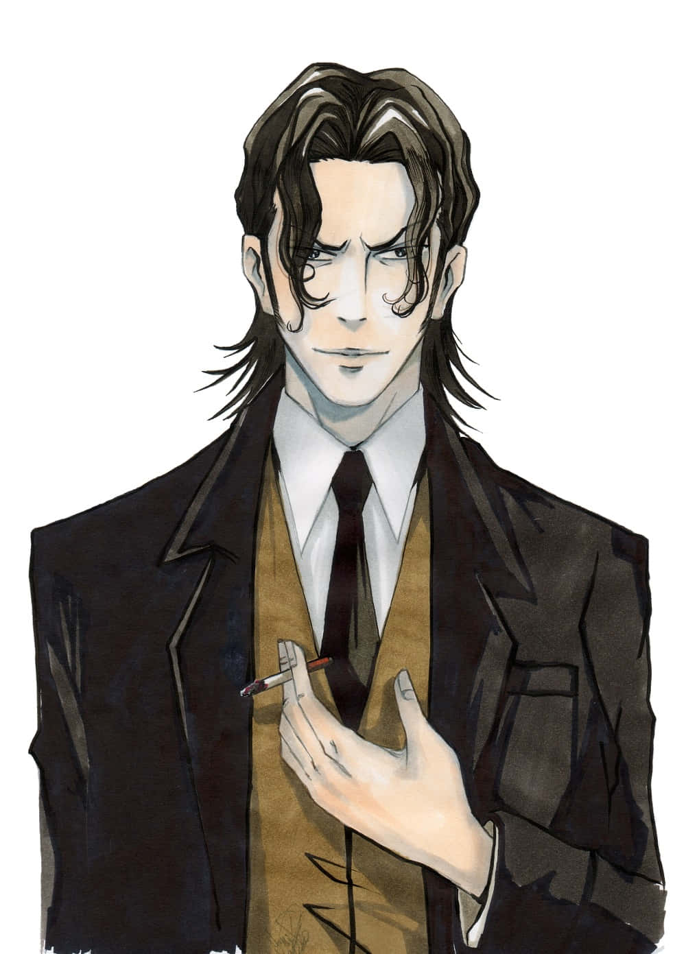 Si Sakuya Togane, ang enigmatic character mula sa Psycho-Pass, na nag-strike ng serious pose. Wallpaper