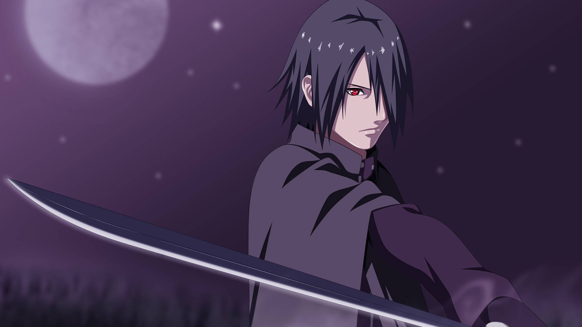 Si Sasuke Uchiha, Handa sa Labanan Gamit ang Kanyang Ninja Blade Wallpaper