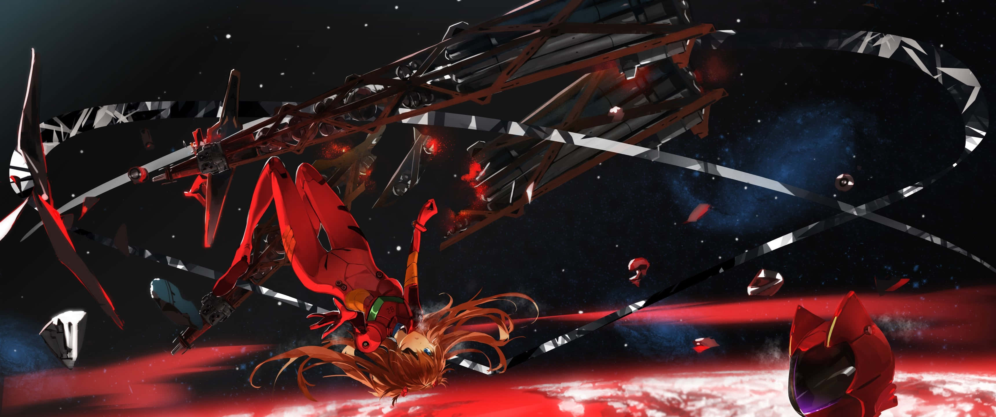Si Shinji Ikari ay nakatindig nang may pagtutol laban sa banta ng Angel sa "Neon Genesis Evangelion" Wallpaper