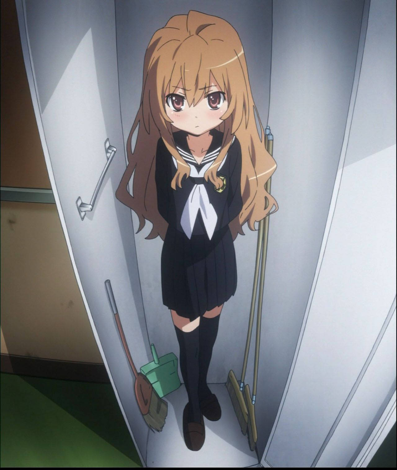 Si Taiga Aisaka ay kumportable at kosi sa loob ng kanyang closet. Wallpaper