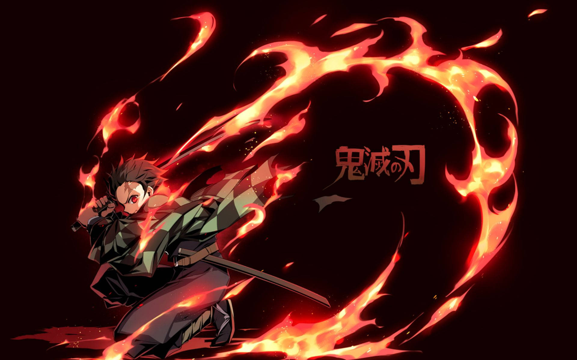 Si Tanjiro ay gumaganap ng Hinokami Kagura upang talunin ang kasamaan. Wallpaper