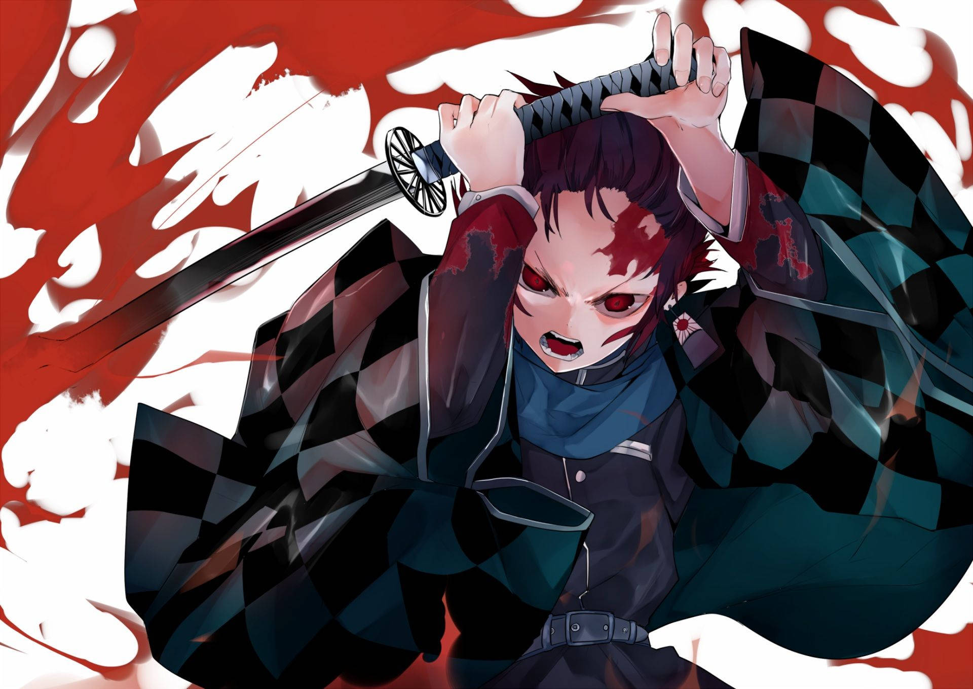 Si Tanjiro Kamado ay Nagtatanggol Laban sa Isang Atake Bilang Isang Demon Slayer Wallpaper