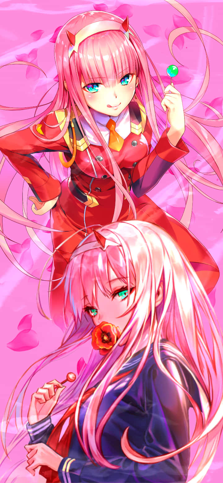 Si Zero Two sa kanyang Iconic na Damit Wallpaper