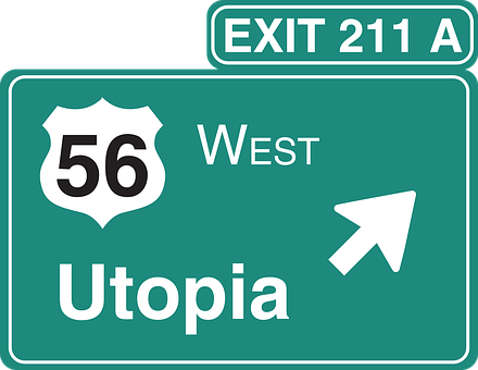 Sign ng Labasan ng Highway Patungong Utopia56 Kanluran Wallpaper