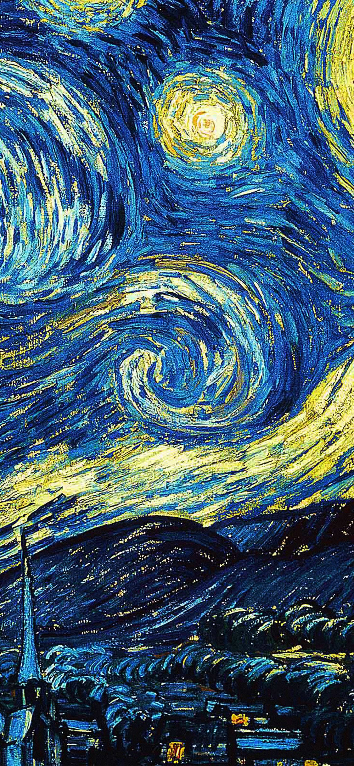Sikat na Starry Night Painting para sa iPhone Wallpaper