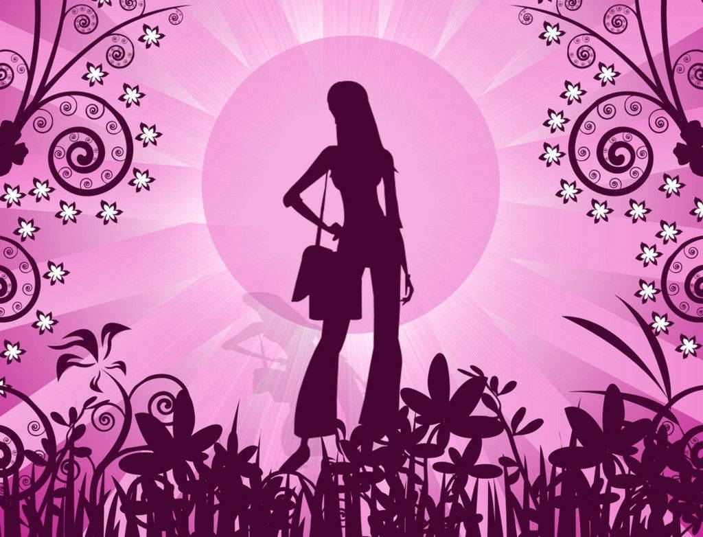 Silhouette ng Babae na Cute at Pambabae Wallpaper