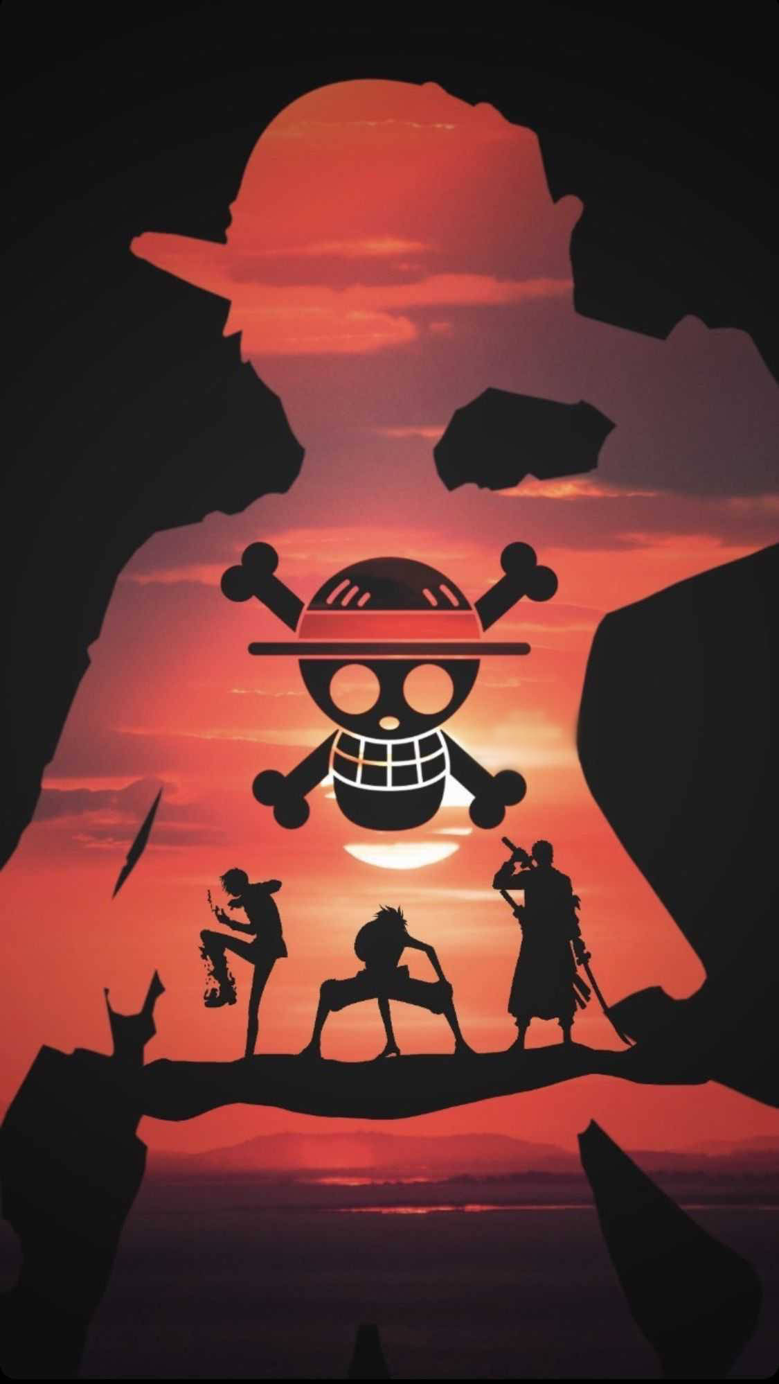 Silhouette ng One Piece para sa iPhone Wallpaper