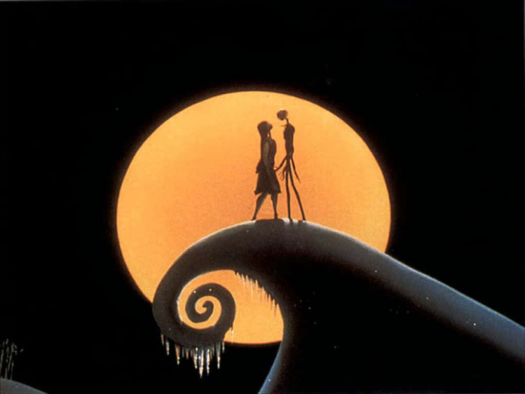 Silhouetted Sally At Jack Nightmare Before Christmas Wallpaper