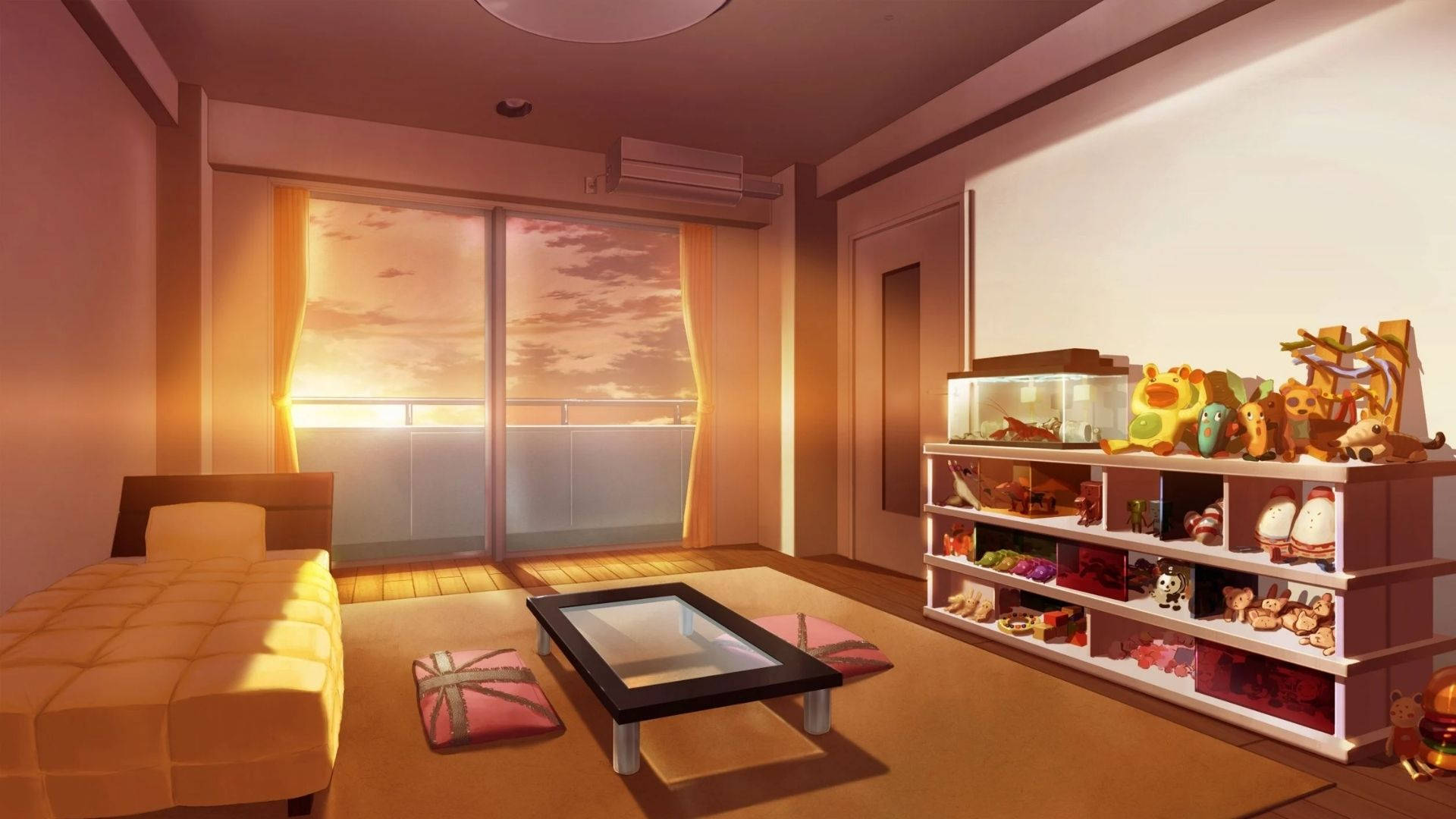 Silid Anime sa Paglubog ng Araw Wallpaper