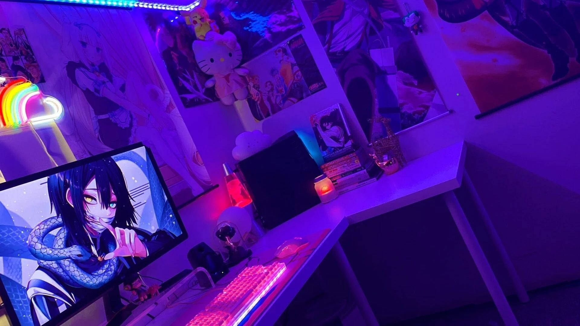 Silid na May Anime at LED Wallpaper