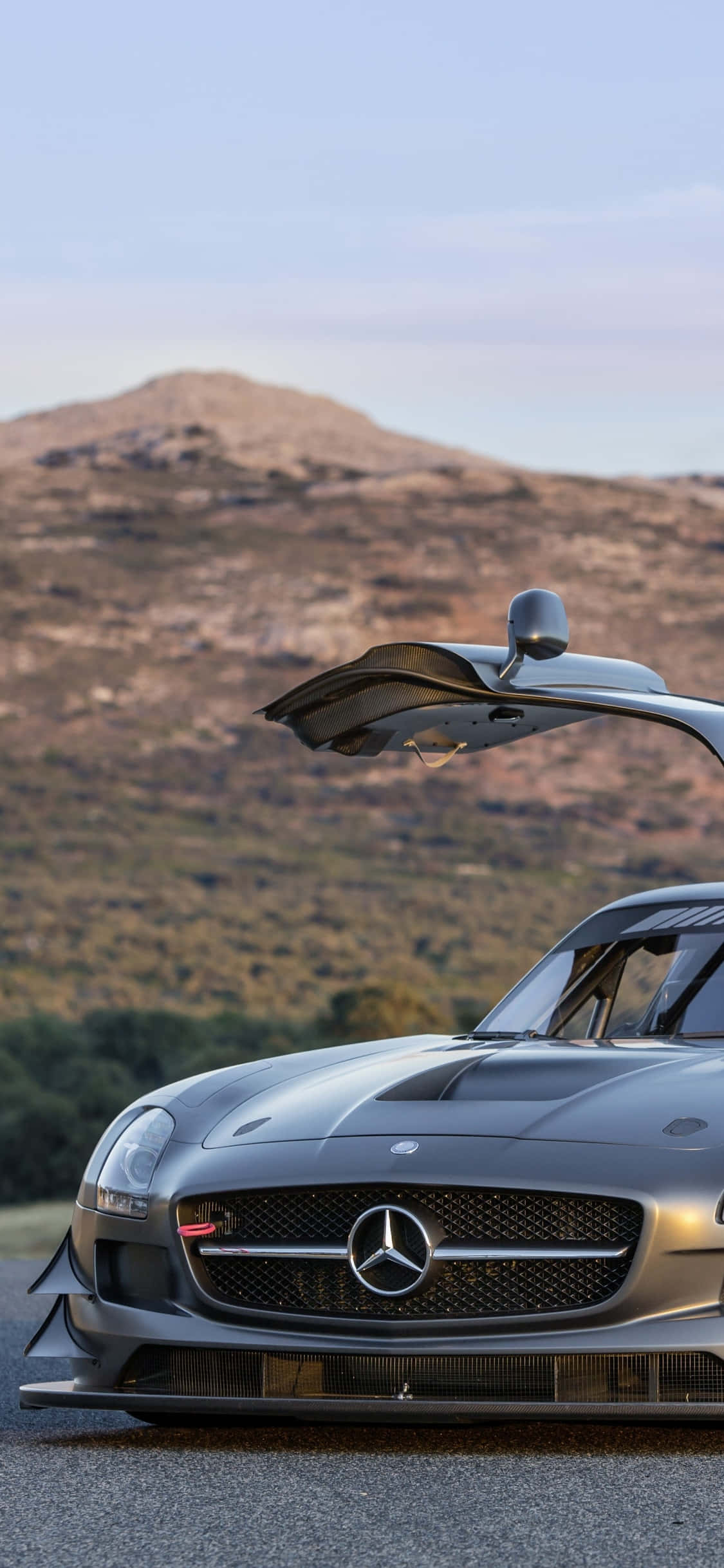 Silver Gullwing Door iPhone Xs Mercedes Amg Background Wallpaper