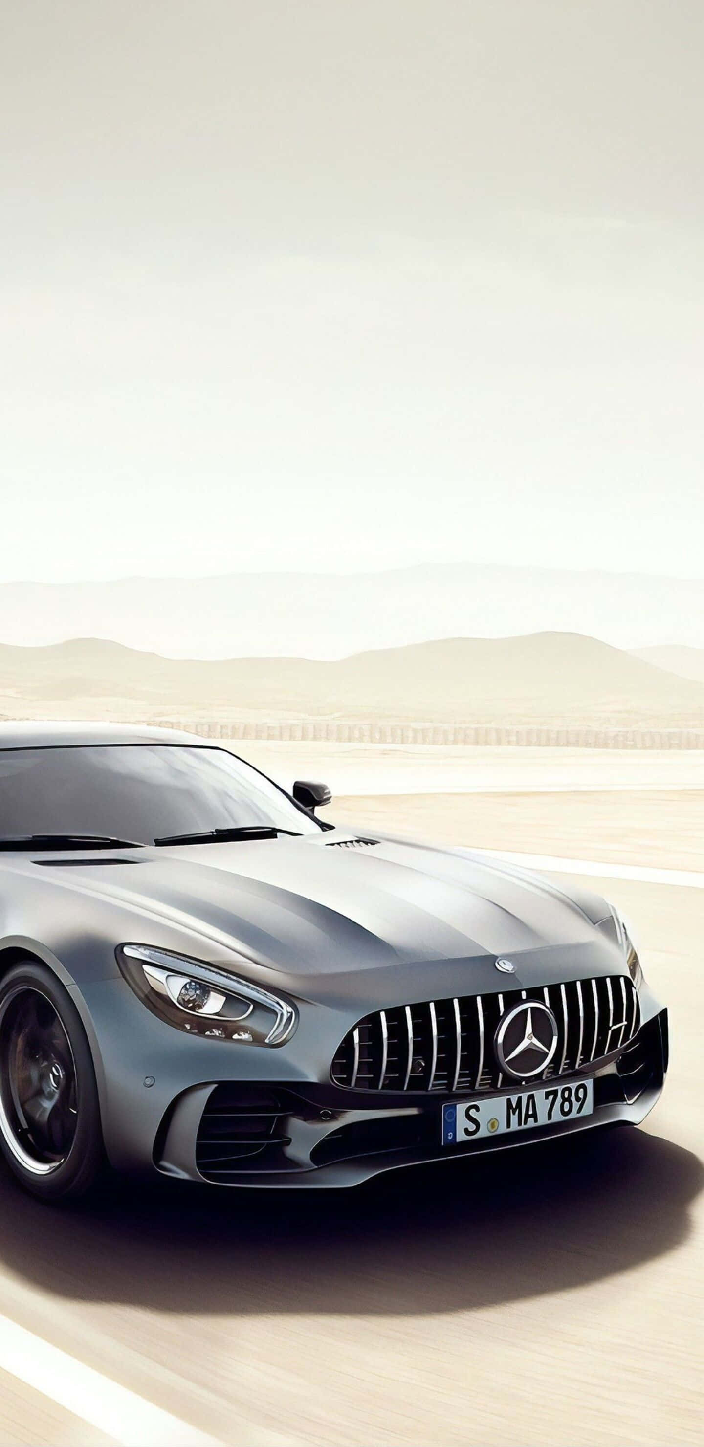 Silver Mercedes Sa Disyerto Road Pixel 3XL AMG GT-R Background Wallpaper