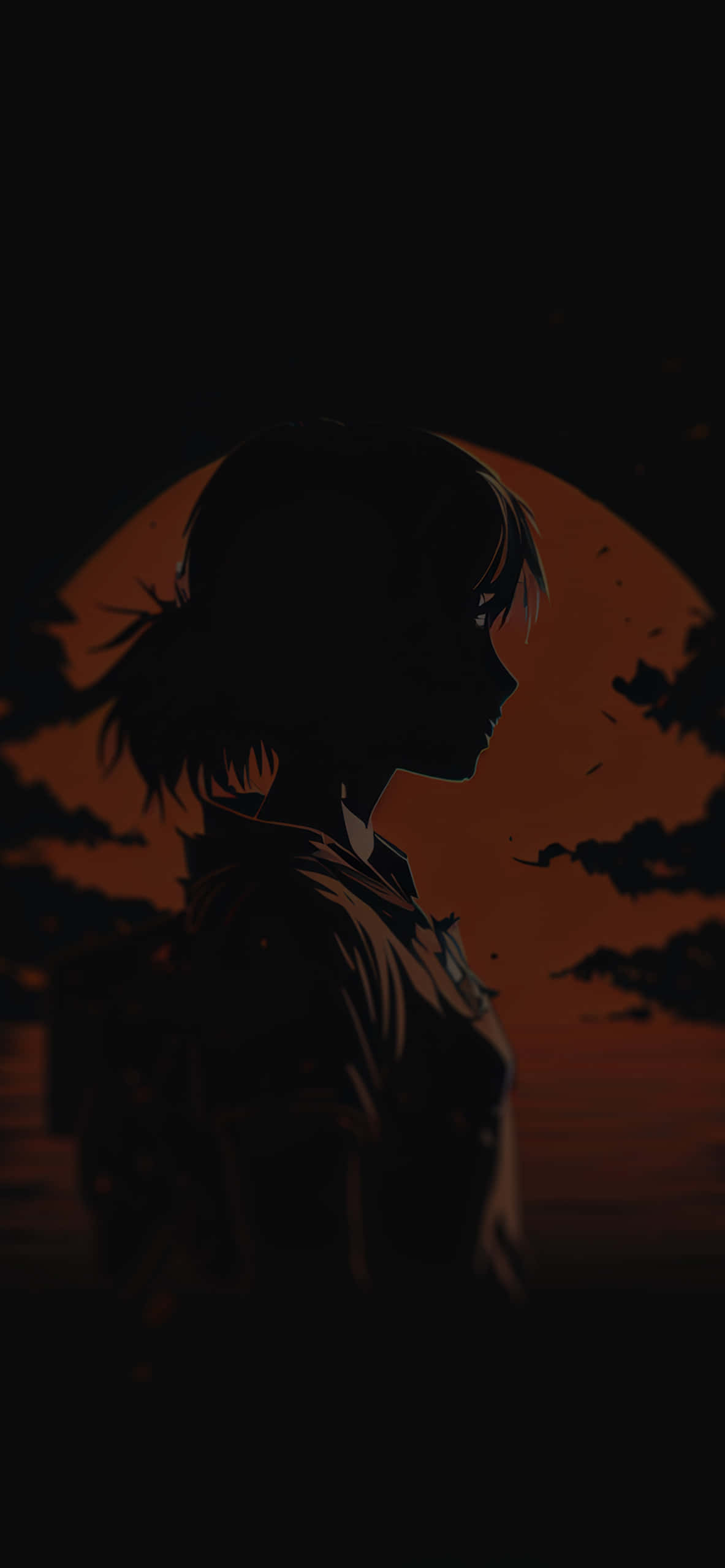 silweta ng isang babae sa harap ng paglubog-lubog ng araw Wallpaper