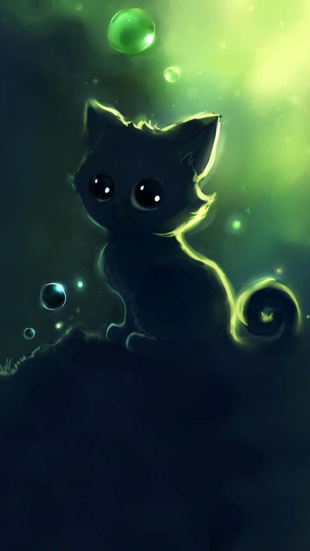 Silweta ng Kawaii Anime na Pusa Wallpaper