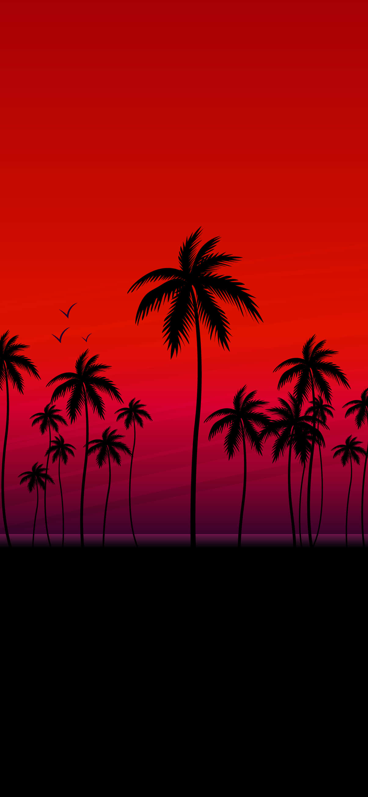 Silweta ng Palm Trees Aesthetic Red Background Wallpaper
