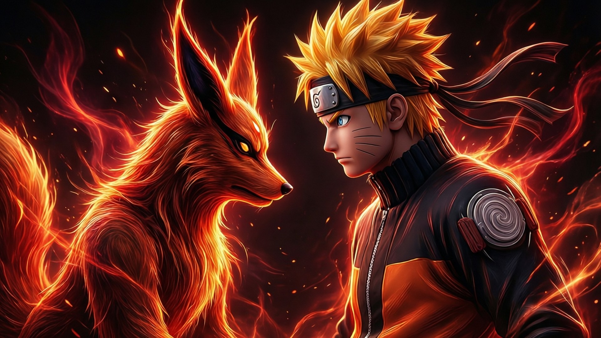 Silweta nina Kurama at Naruto Wallpaper