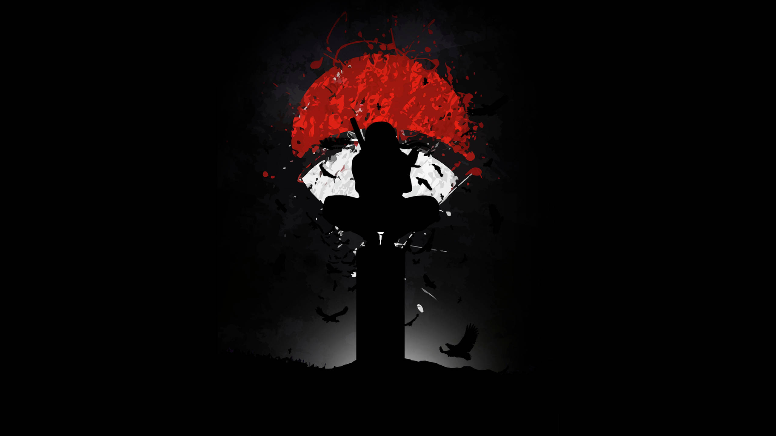 Simbolo ng Angkan ng Uchiha ni Itachi na Itim na Naruto Wallpaper