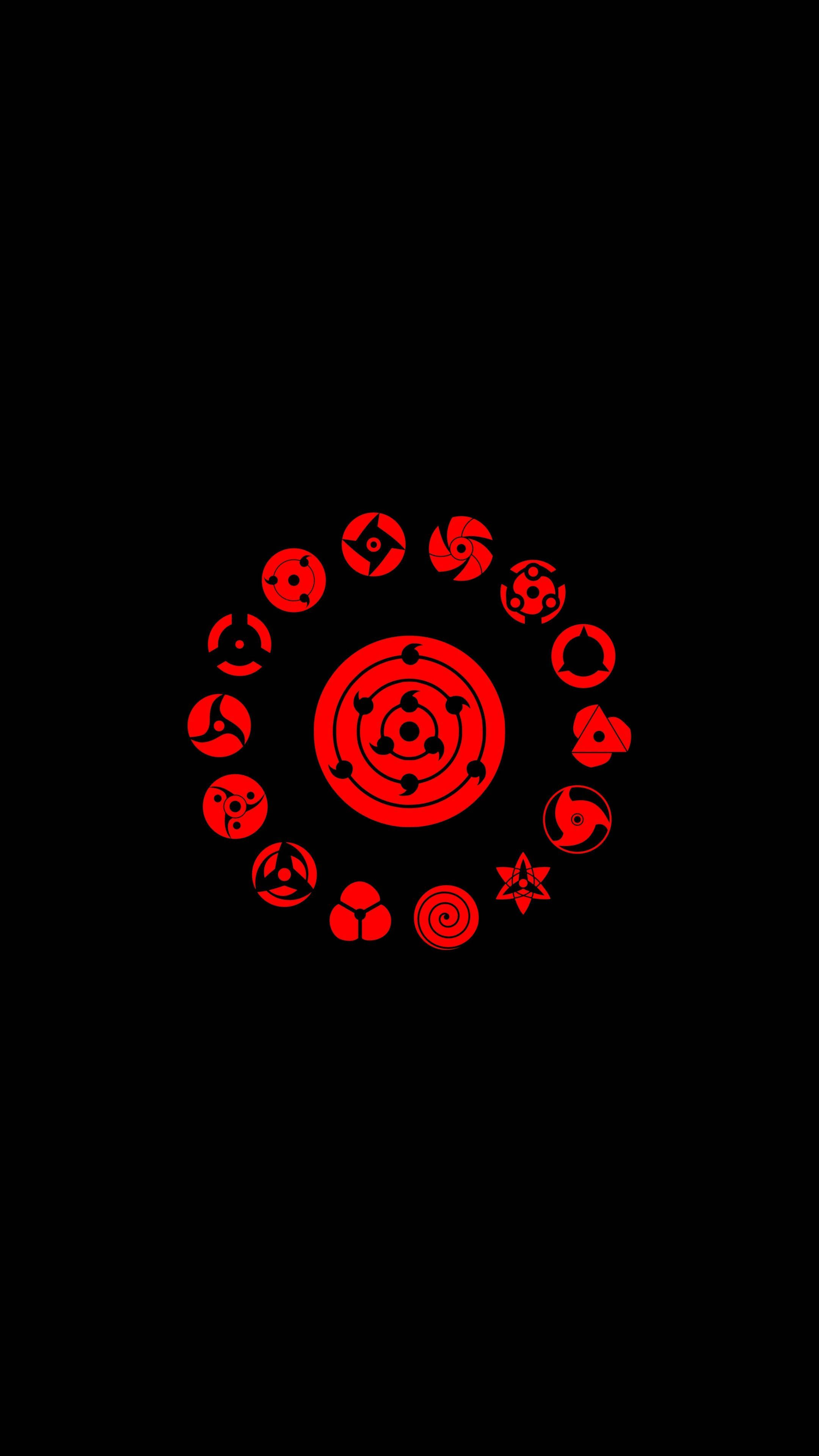 Simbolo ng Naruto na Itim at Pula Wallpaper