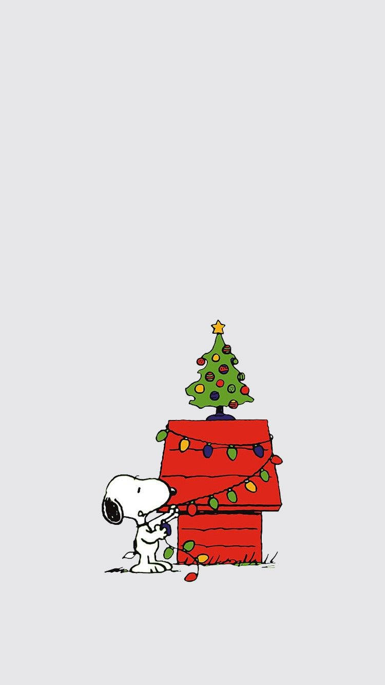 Simple at Cute na Christmas iPhone Wallpaper na Snoopy Wallpaper
