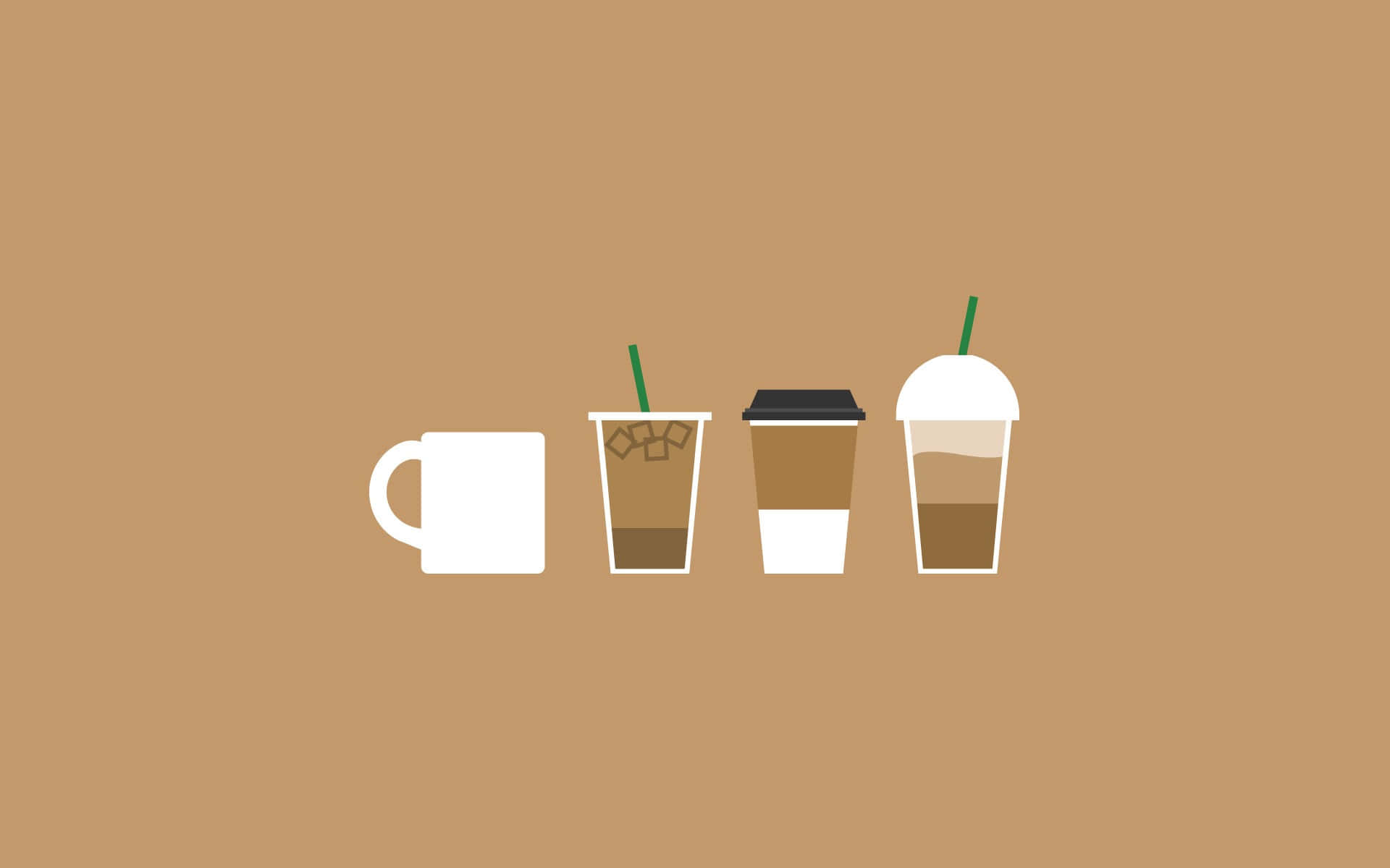 Simpleng Aesthetic na Cartoon na Larawan ng Kape Wallpaper