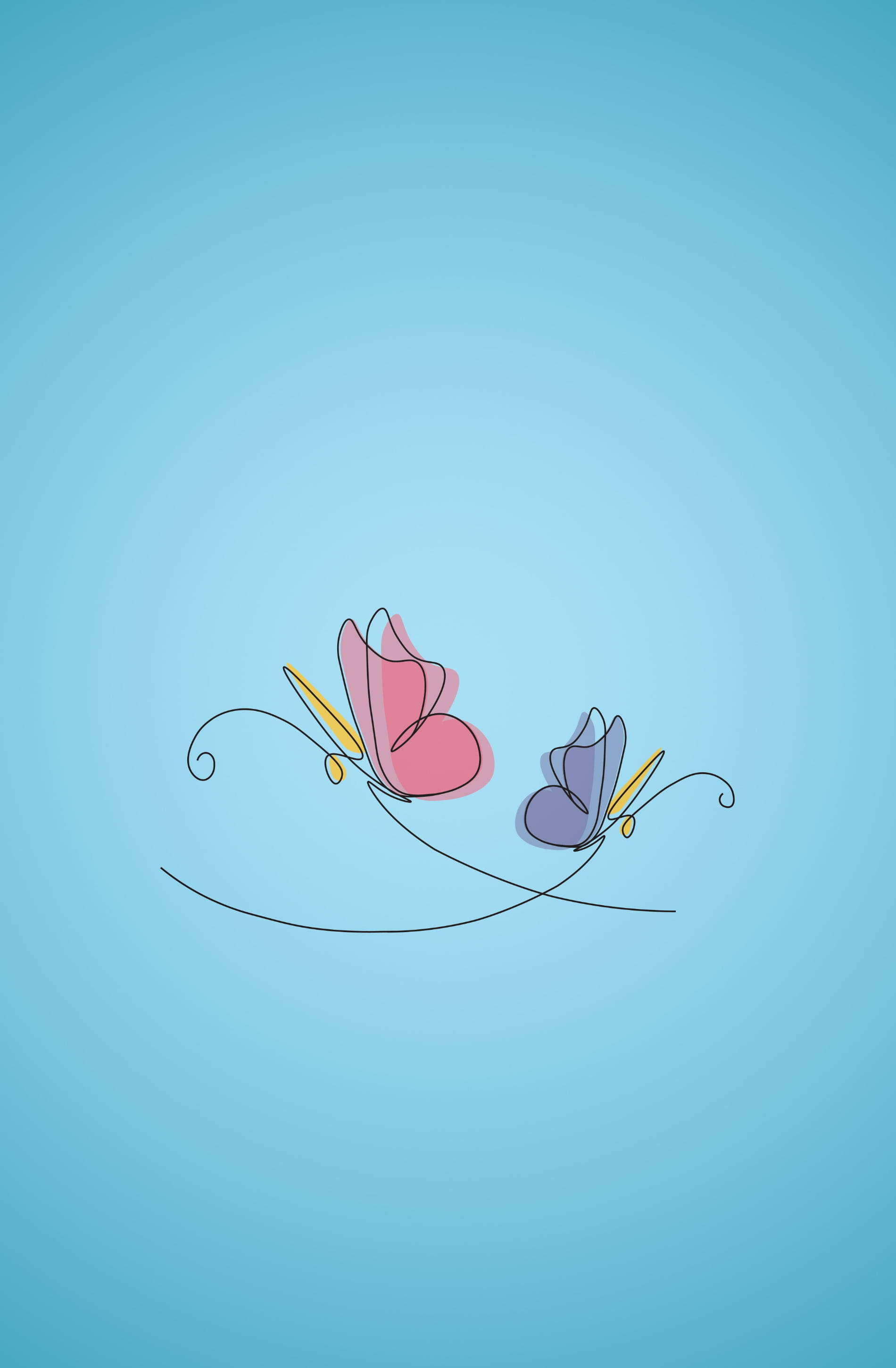 Simpleng Asul na Aesthetic na Guhit ng Paruparo Wallpaper