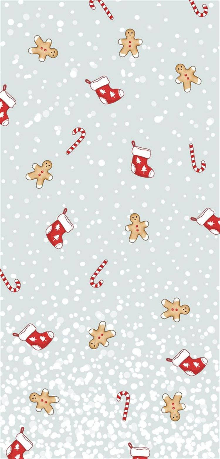 Simpleng Cute na Christmas iPhone Socks Gingerbread Wallpaper