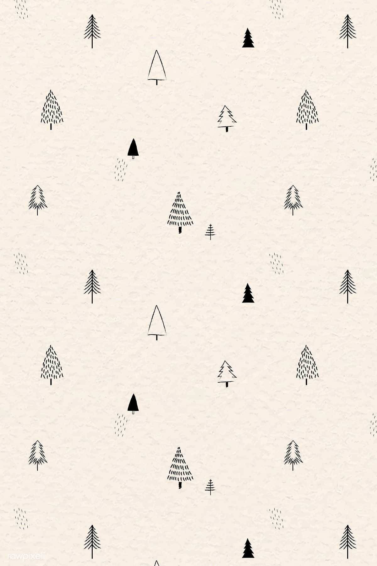 Simpleng Doodle ng mga Christmas Tree Wallpaper