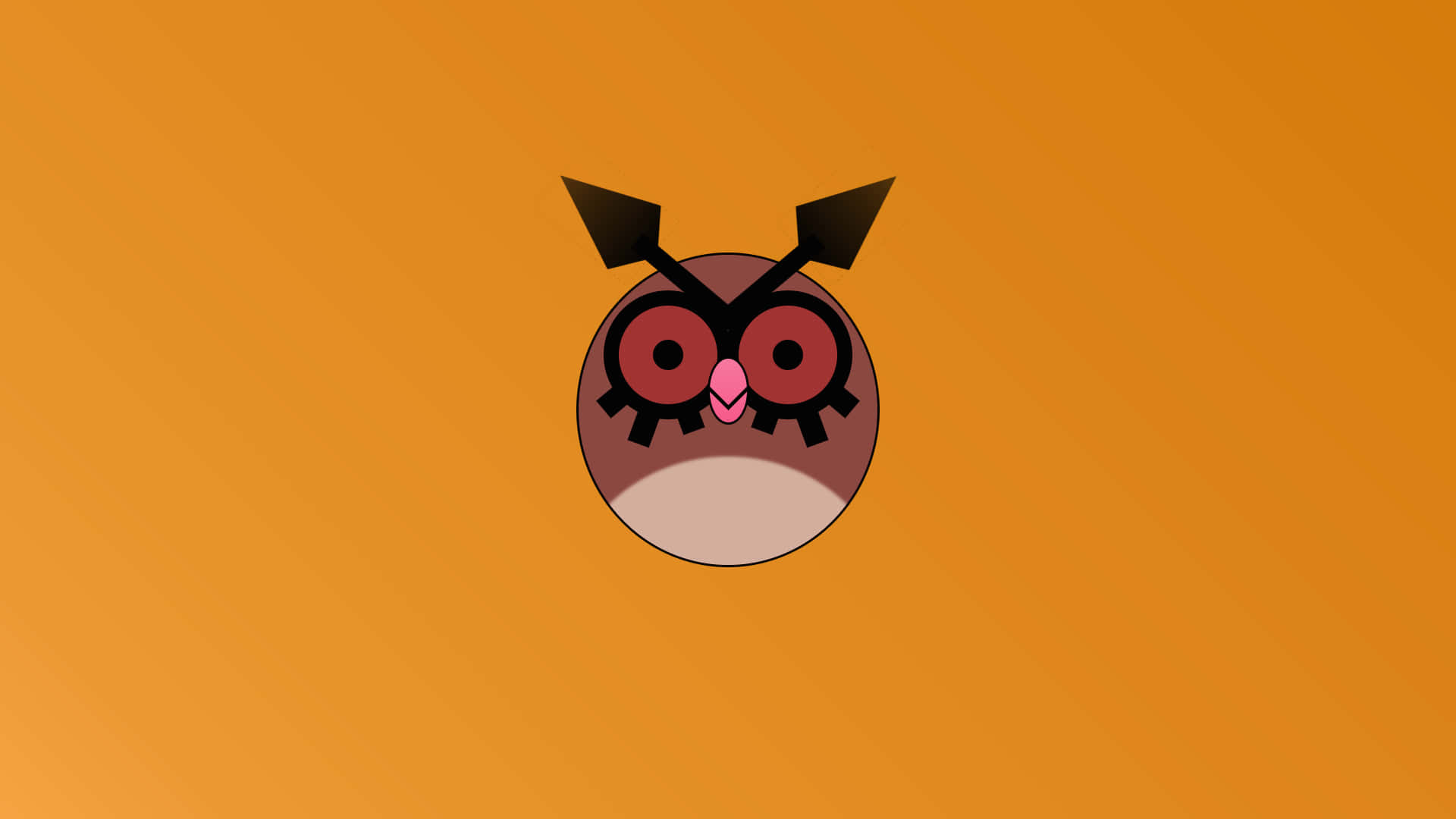 Simpleng Ilustrasyon ng Hoothoot sa Kahel na Background Wallpaper