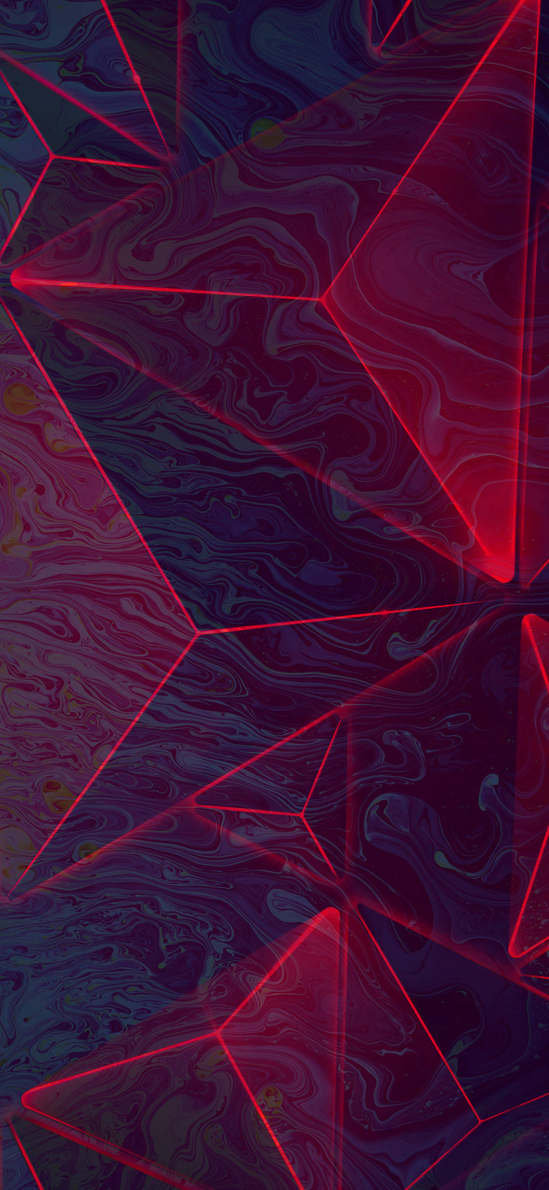 Simpleng Madilim na Pula na 3D Heometrikong Telepono Wallpaper