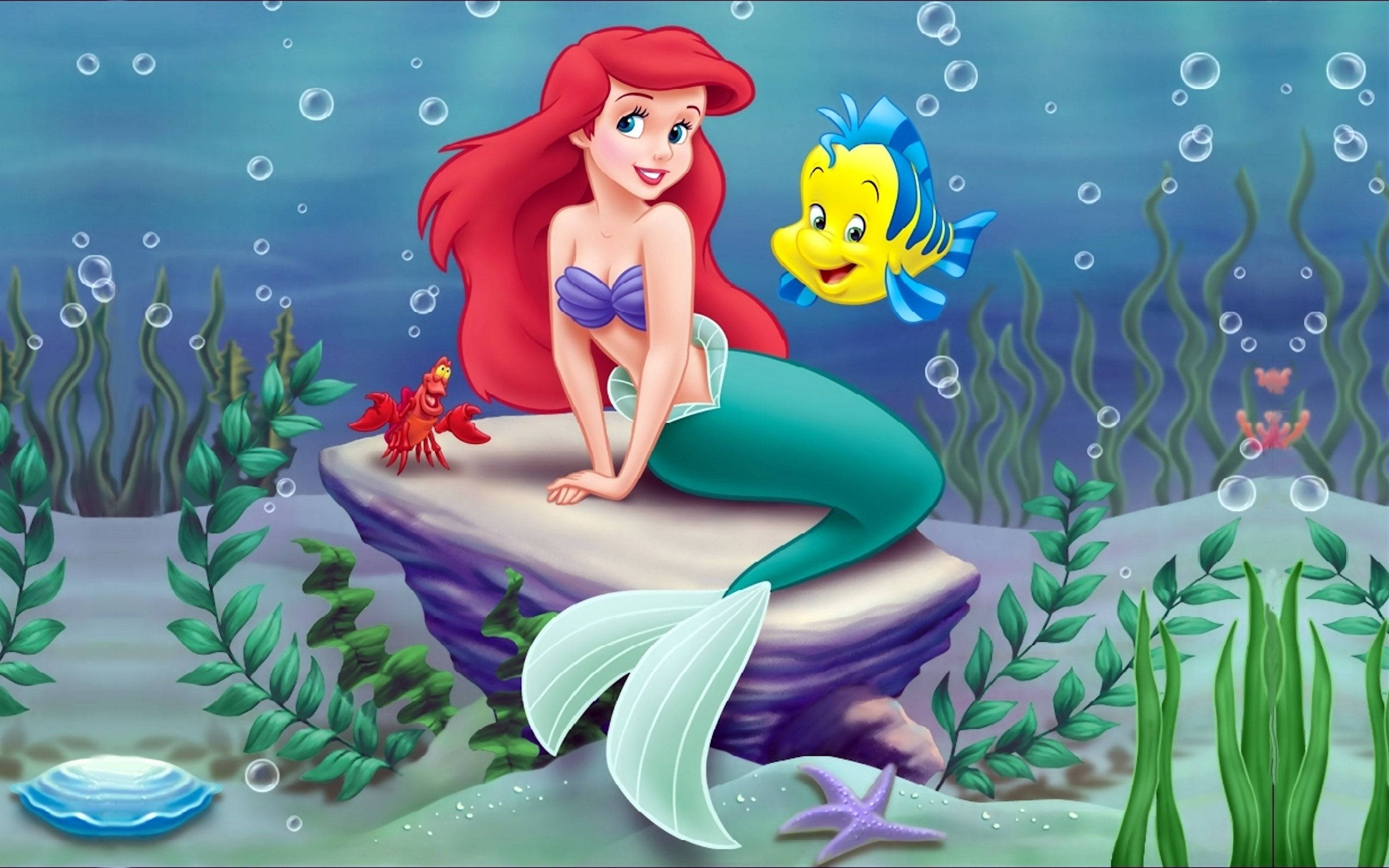 Sina Ariel at Flounder mula sa 'Ang Little Mermaid' ng Disney Wallpaper